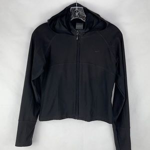Nike Dri-Fit Black Hooded Zip Front Jacket